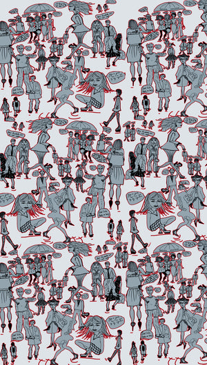 100% Silk Twill Tie, People Watching Print