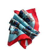 Blue Horse Corsage Design with Red Border, 45cm Square