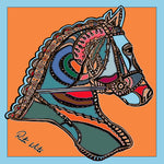 Horse Dressage in Orange, 45cm Square