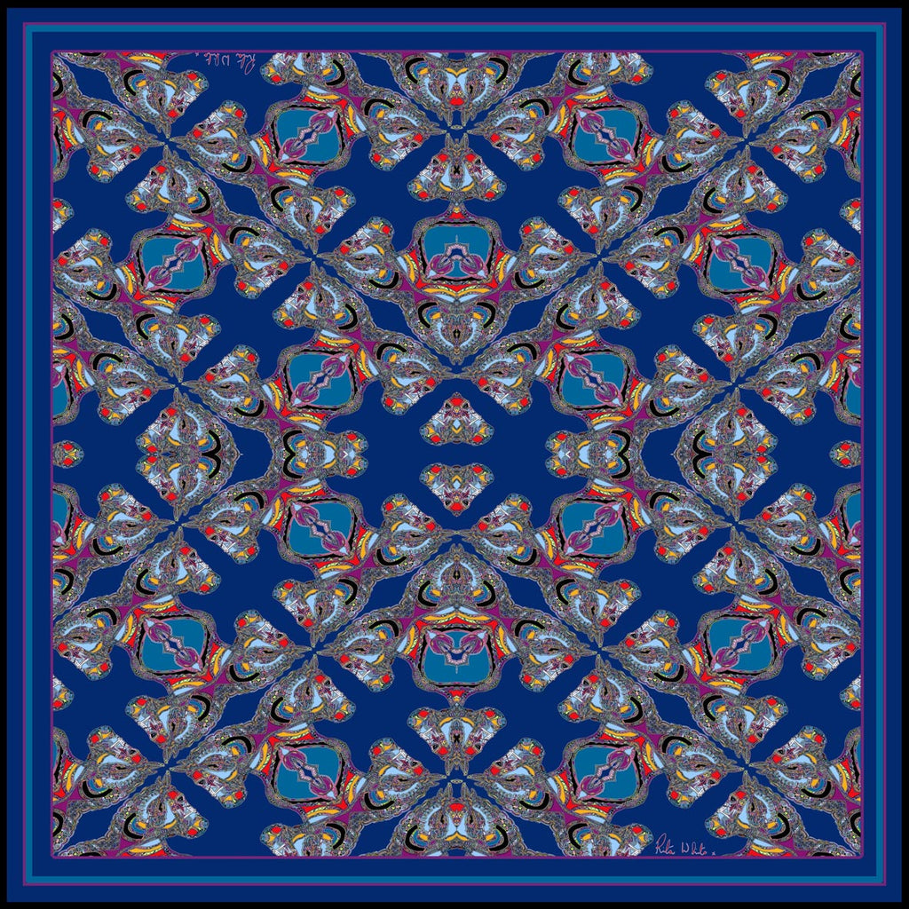 Navy/Blue Horse Corsage Pattern , 45cm Square