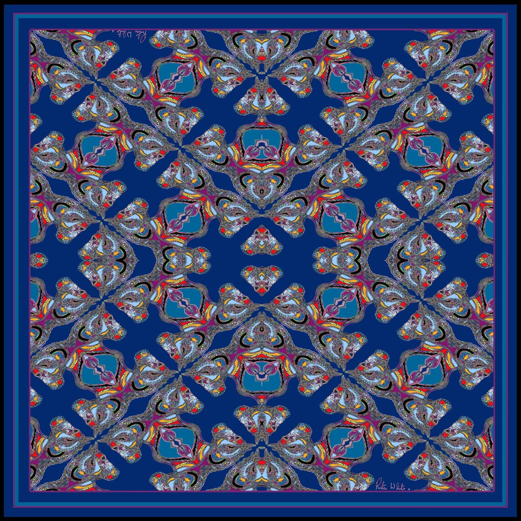Navy/Blue Horse Corsage Pattern , 45cm Square