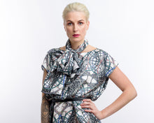 Juggling Wheels Print 100% Silk Dress