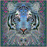 Blue Tiger, 110cm Square Silk Scarf