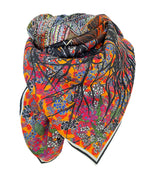 Marie Antoinette, Orange/Red, 110cm Square Silk Scarf