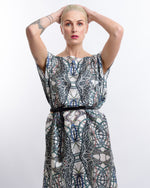 Juggling Wheels Print 100% Silk Dress