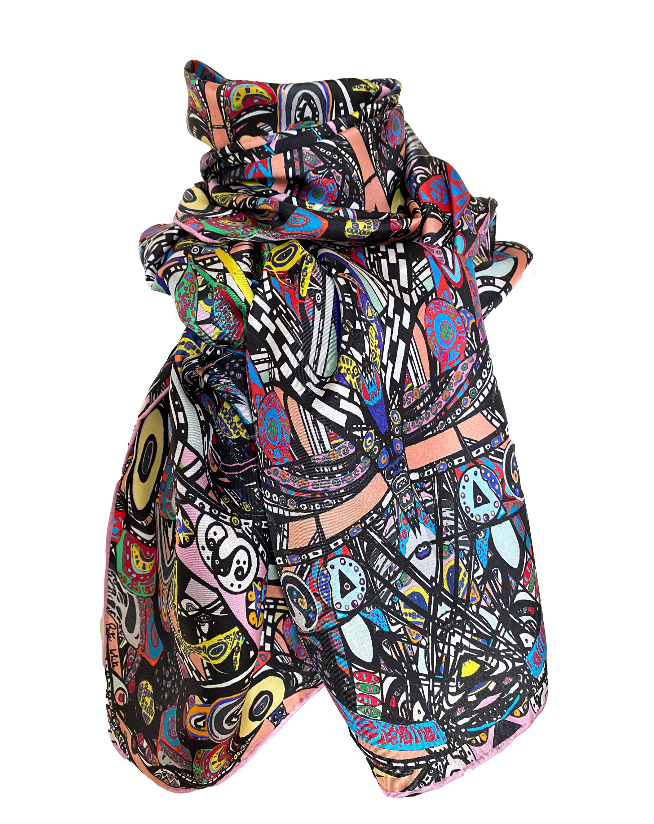 Life, 100% Silk Twill, Long Rectangular Scarf