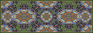 Green Beetle Walk,100% Silk Twill, Long Rectangular Scarf