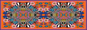 Orange Flower Burst, 100% Silk Twill, Long Rectangular Scarf