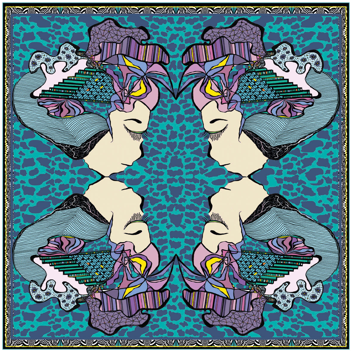 Meditate Tiger Print,100% Satin Silk, 100cm Square