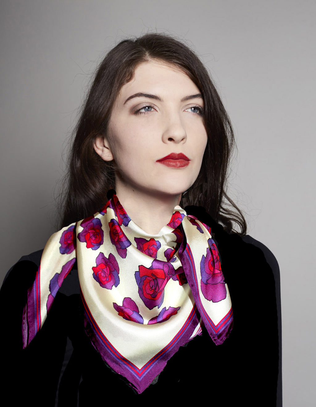 Rita White Purple Spider, Silk Scarf