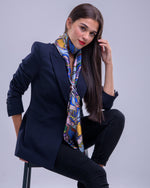 Navy Coral Heart, Silk Twilly Scarf