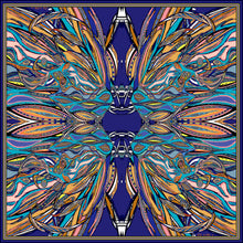 Navy Flame, 100% Silk Twill, 70cm Square