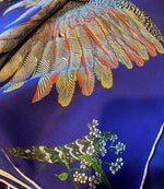 Proud Peacock Feathers in Navy, 100% Silk Scarf , Large Square