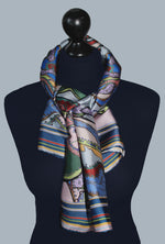 Navy Coral Heart, Silk Twilly Scarf
