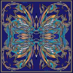 Navy Flame Large Scarf