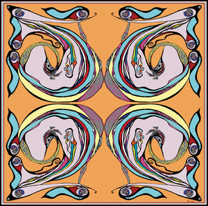 orange-birds-cotton silk large scarf-rita white irish designer