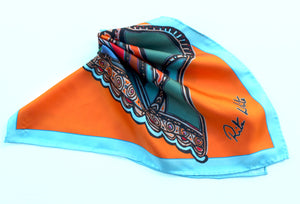 Horse Dressage in Orange, 45cm Square