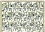 Yellow People Watching, 100% Silk Twill, Long Rectangular Scarf
