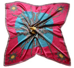 Blue/Pink, Butterfly Circle, 100% Satin Silk, 110cm Square