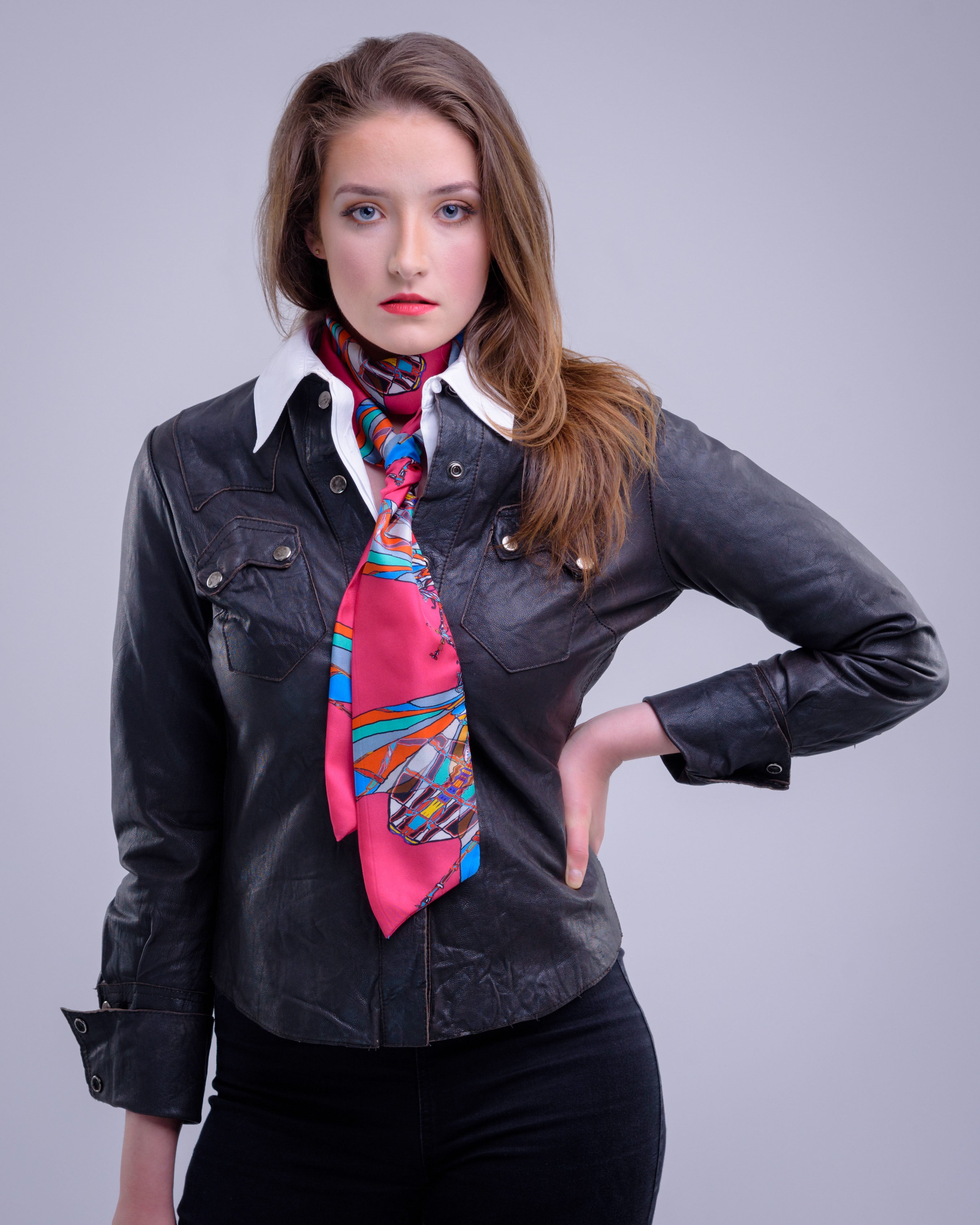 Pink Print, Silk Twilly Scarf