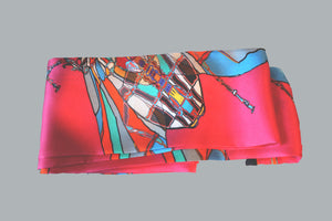 Pink Print, Silk Twilly Scarf