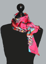 Pink Print, Silk Twilly Scarf