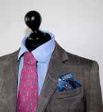 100% Silk Twill Tie in Purple Bird Pattern.