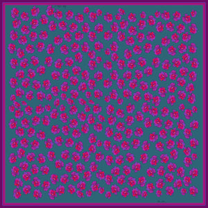 Pink/Purple Roses in Green, 100% Silk Twill, 70cm Square