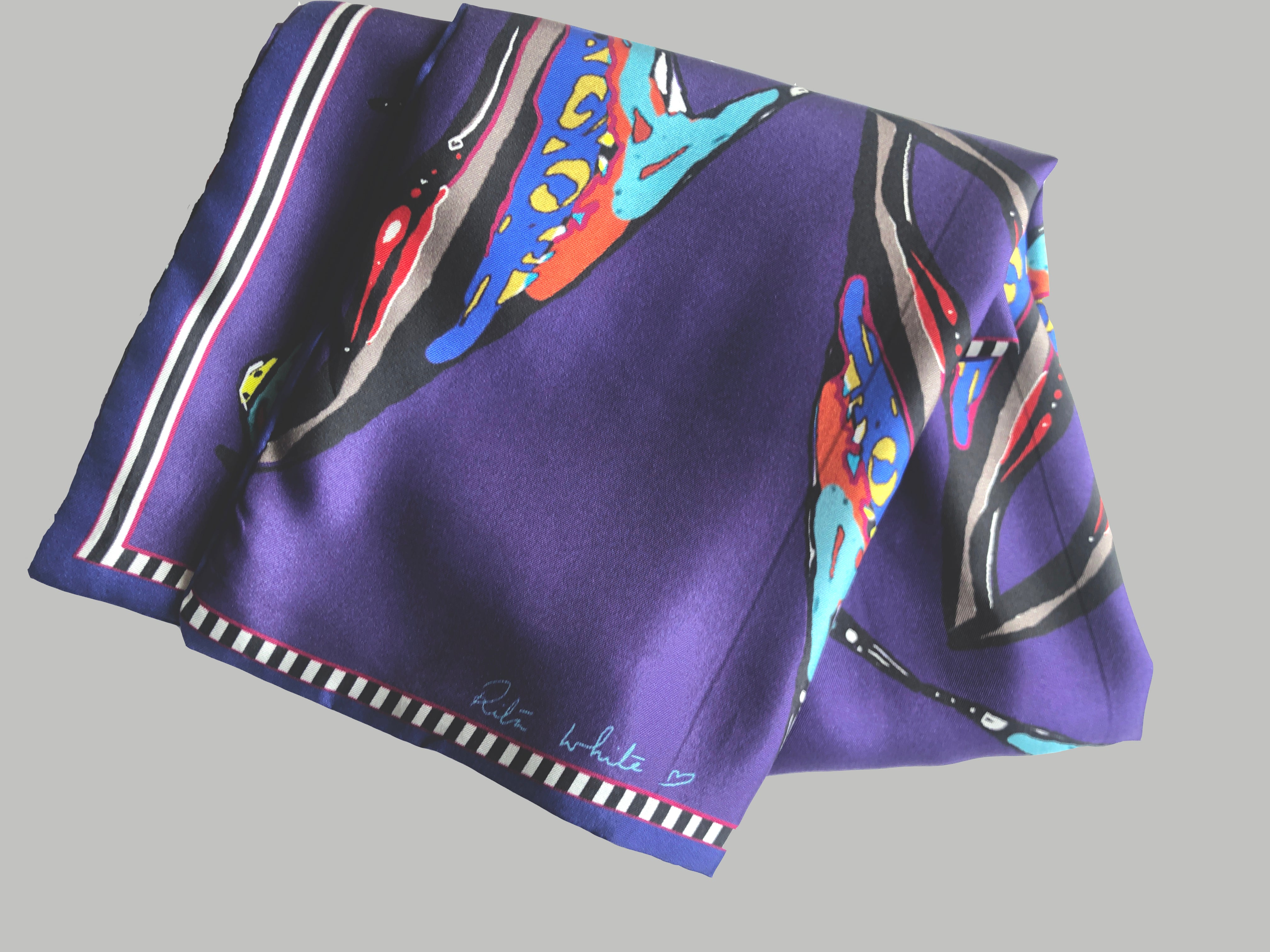 Purple Shoes Print, Silk Twilly Scarf