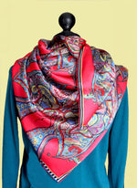 Rita White-red butteflies-silk scarf-irish designer