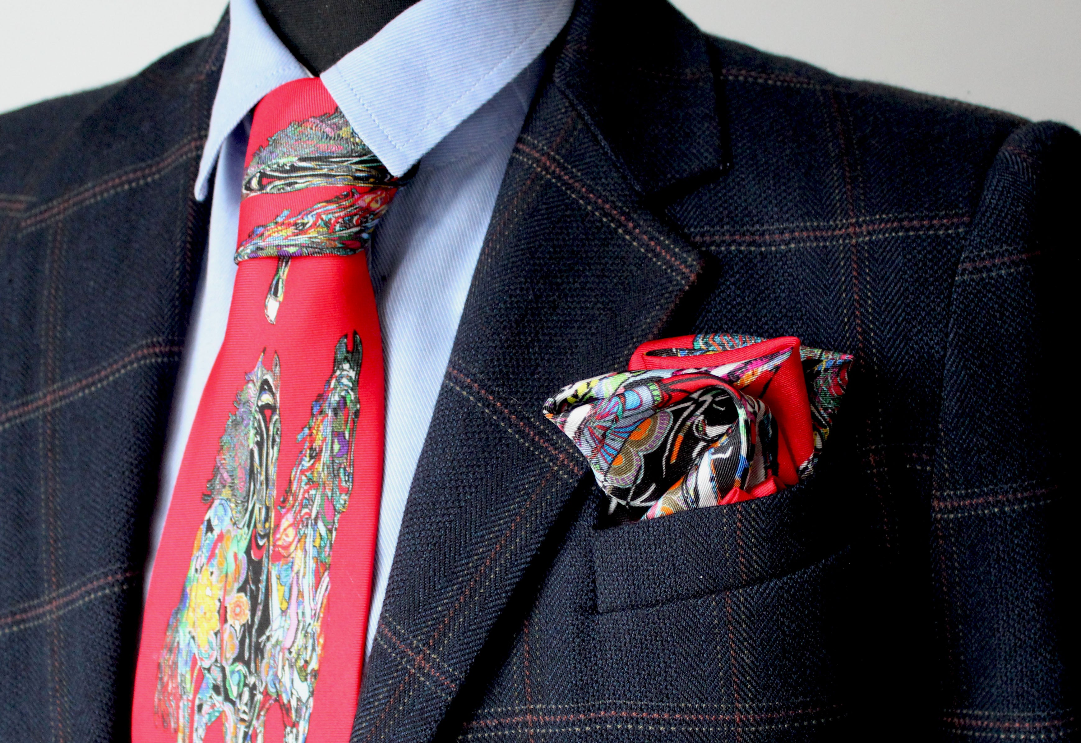 The Gallop in Red,  100% Silk Twill Tie