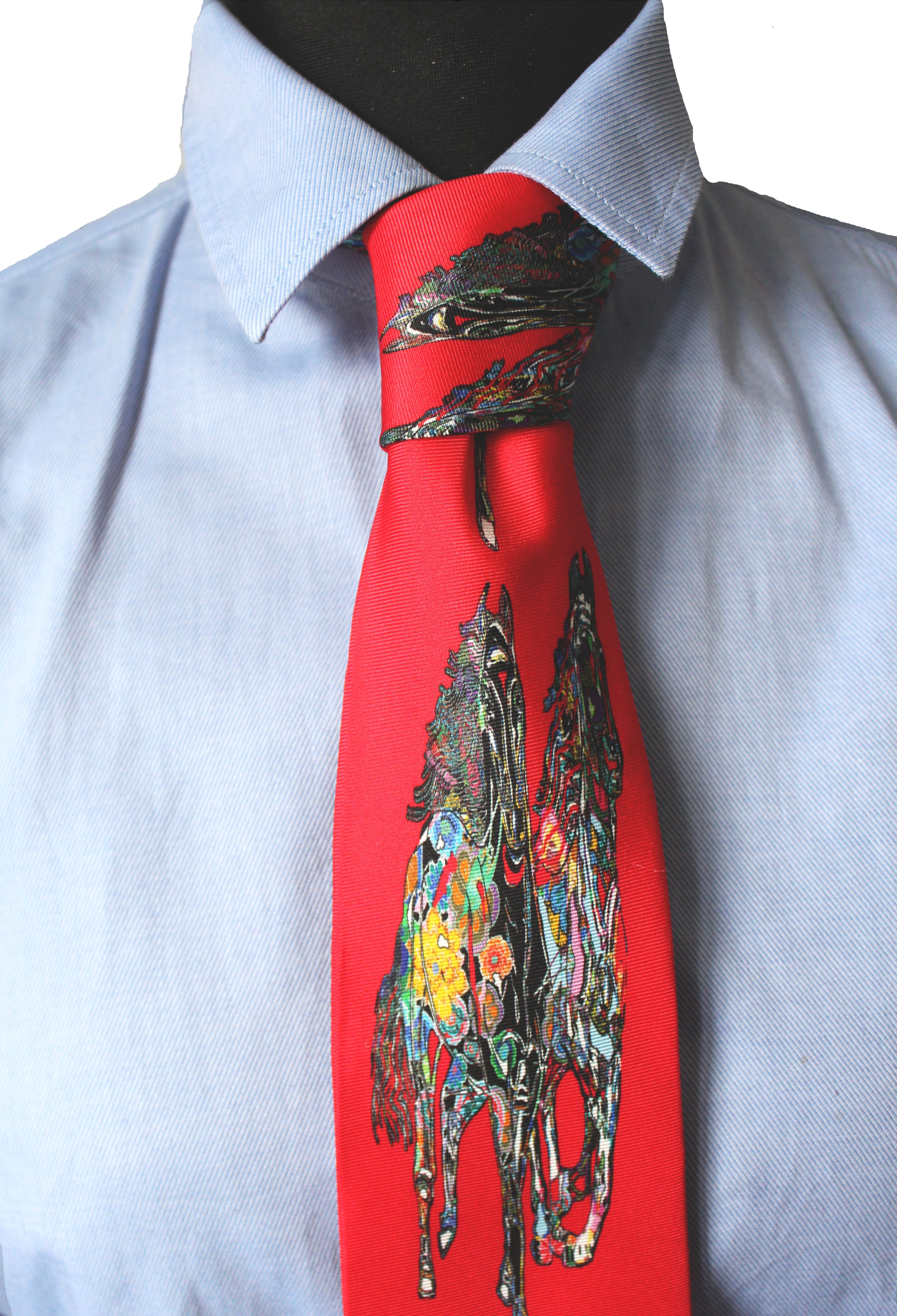 The Gallop in Red,  100% Silk Twill Tie