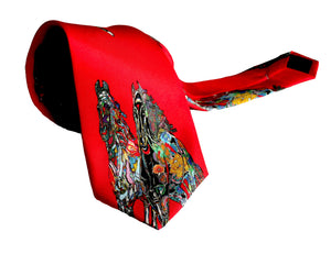 The Gallop in Red,  100% Silk Twill Tie