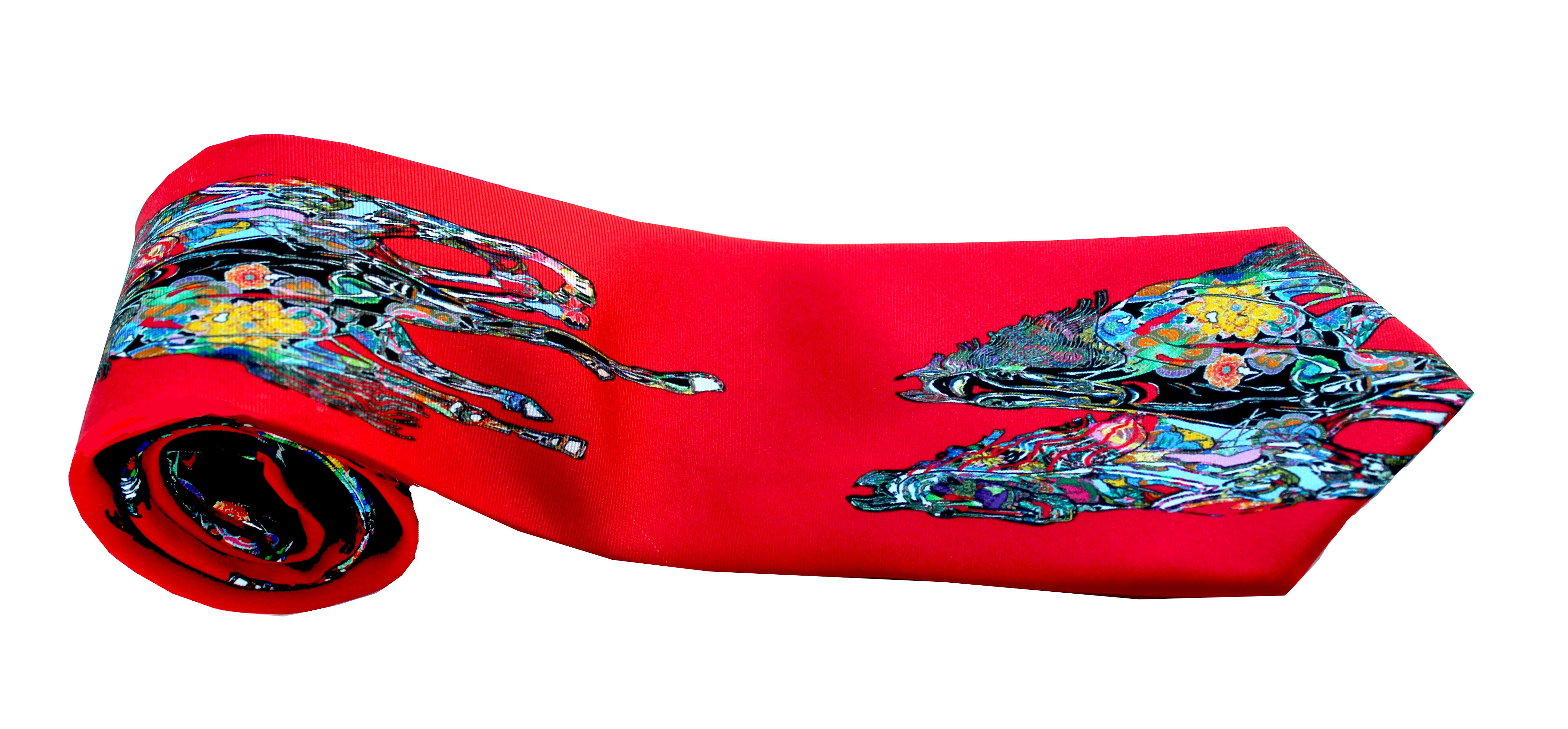 The Gallop in Red,  100% Silk Twill Tie