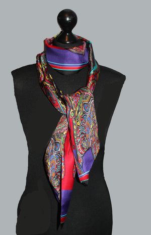 Red/Purple Silk Twilly Scarf