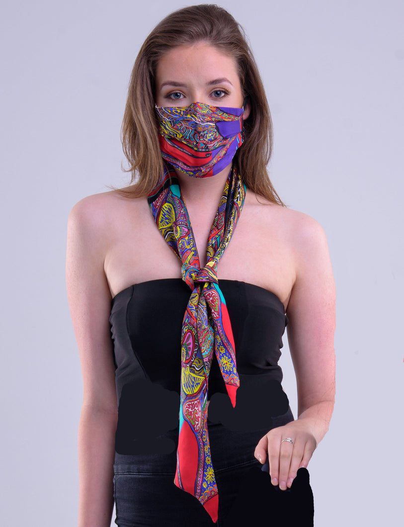 Red/Purple Silk Twilly Scarf