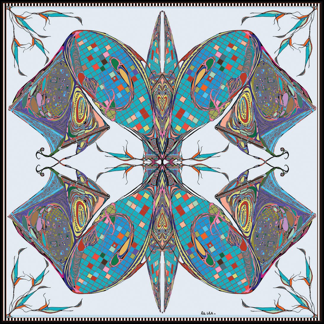 teal silk scarf rita white irish print fashion designer