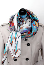 teal silk scarf rita white irish print fashion designer