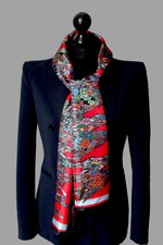Horse Gallop in Red, Long Silk Scarf