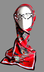 Horse Gallop in Red, Long Silk Scarf