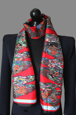 Horse Gallop in Red, Long Silk Scarf