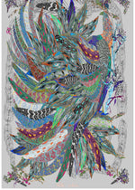 The Proud Peacock in Grey. Long Silk Scarves