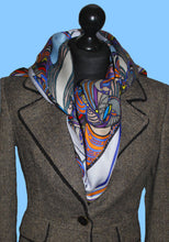 Large Fishing Bird Spell Cotton/Silk Scarf-designer rita white 