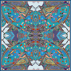 Teal Squares, Silk Scarf