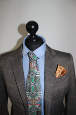 100% Silk Twill Tie, Turban Print RITAWHITE